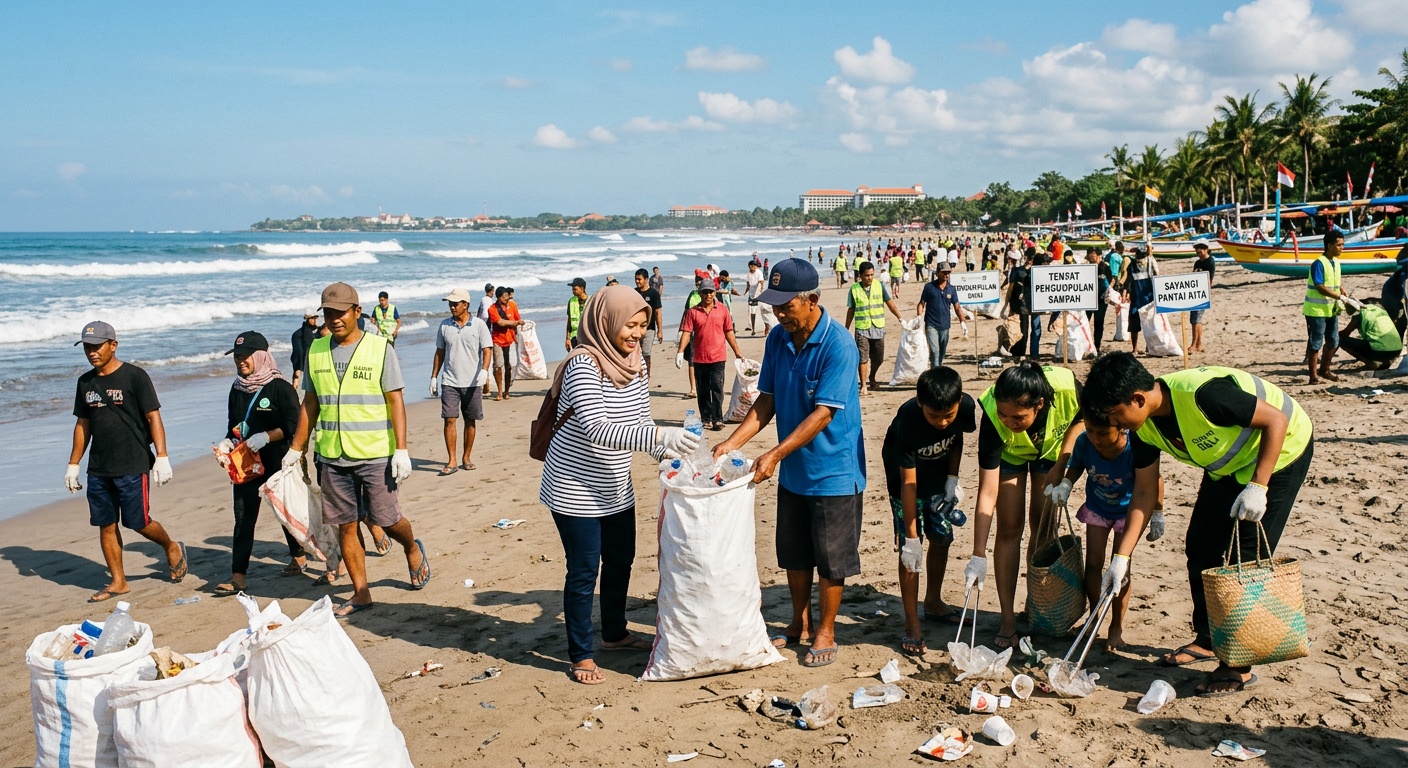 Lingkungan - Aksi bersih pantai komunitas